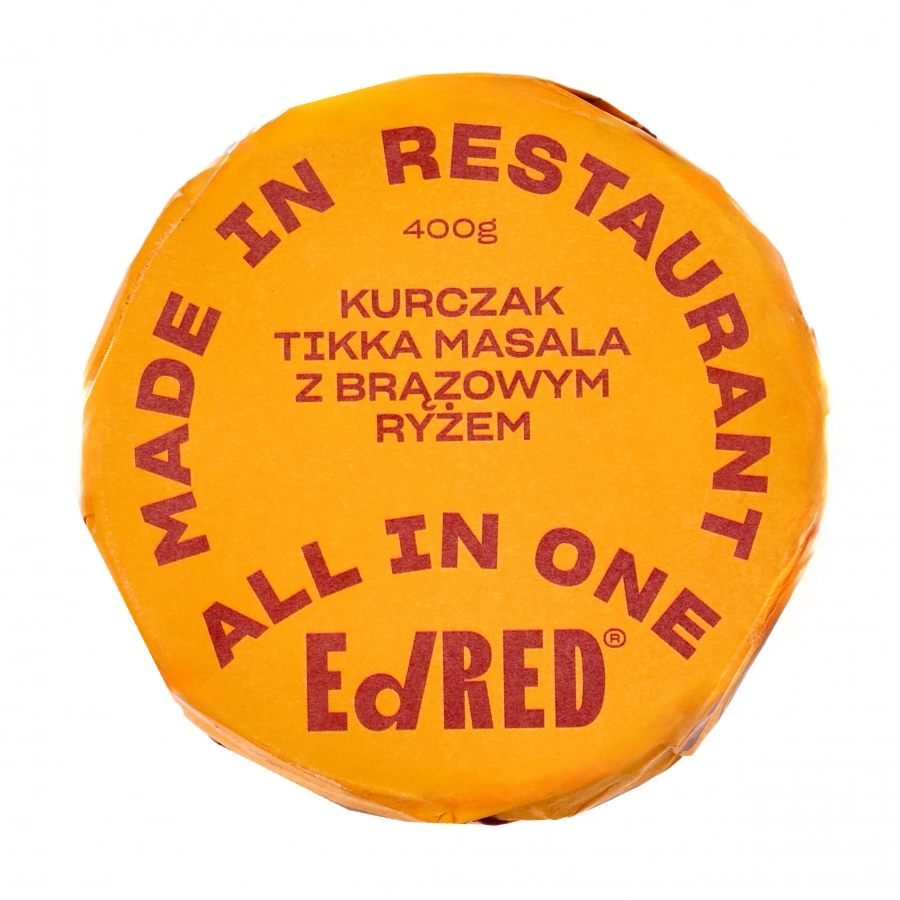 Konserwa Ed Red All in One Kurczak tikka masala z brązowym ryżem 400 g 1/2