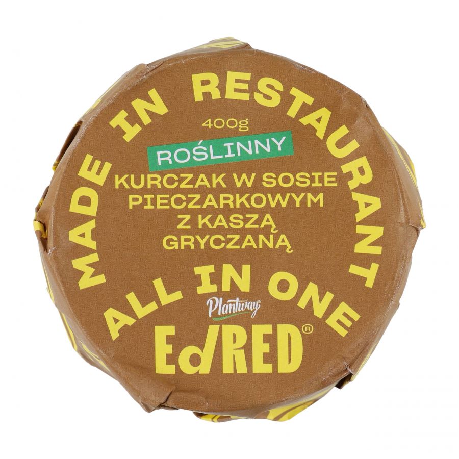 Konserwa Ed Red All in One Roślinny kurczak w sosie pieczarkowym z kaszą gryczaną 400 g 1/2