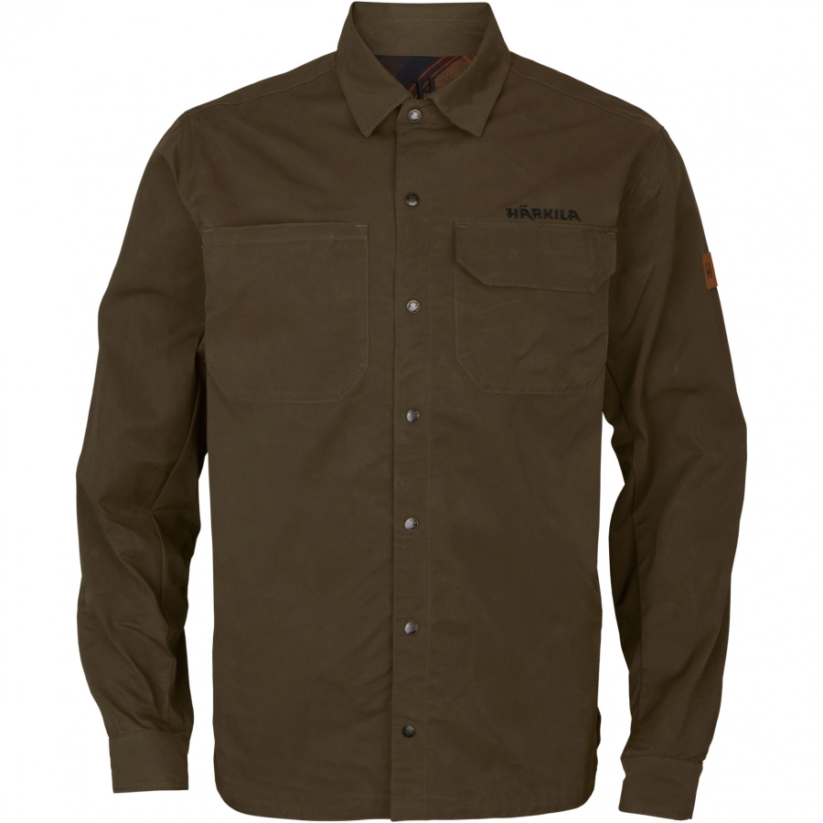 Koszula męska Härkila Eirik Dark warm olive / Burgundy 3/14