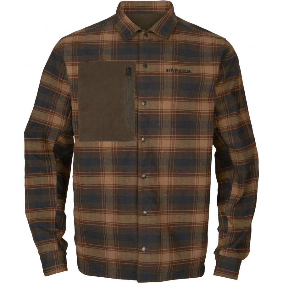 Koszula męska Härkila Eirik Dark warm olive / Burgundy 1/14