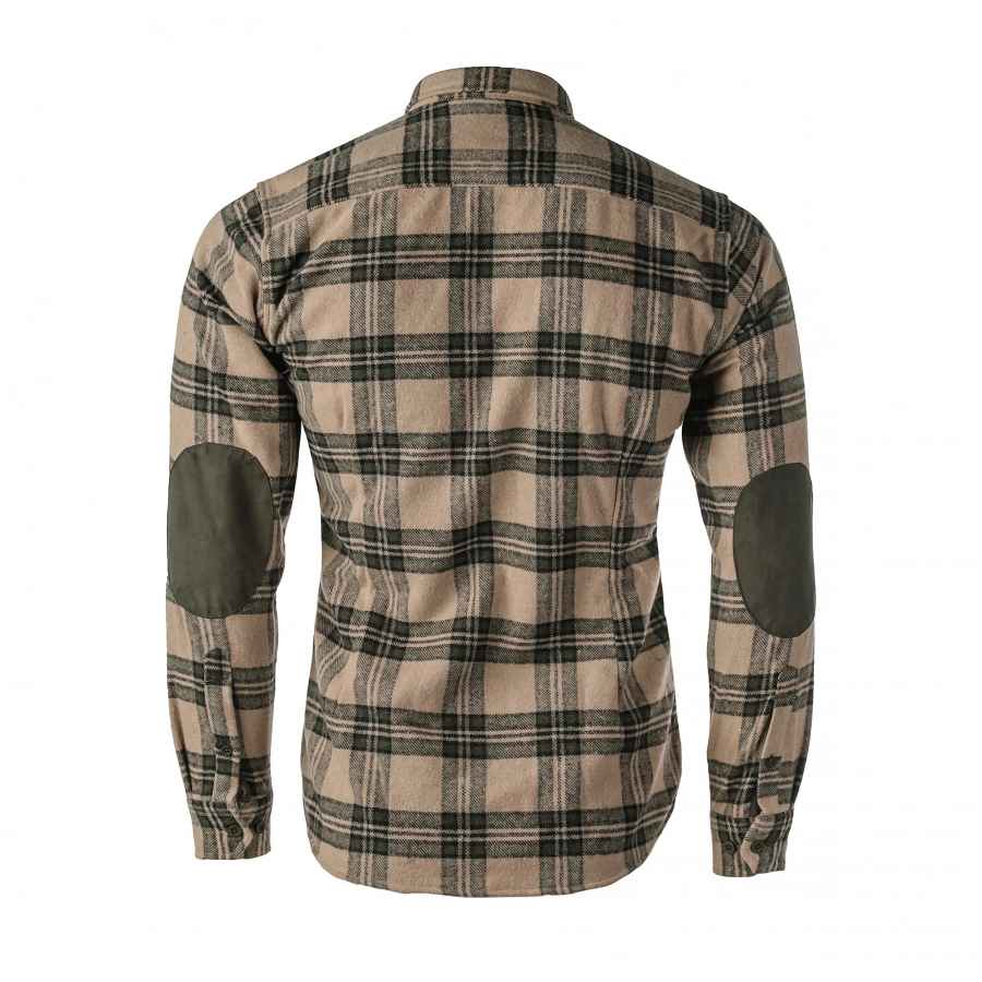 Koszula męska Tagart Alaska slim, flanelowa,  beżowa w zieloną kratę 4/4