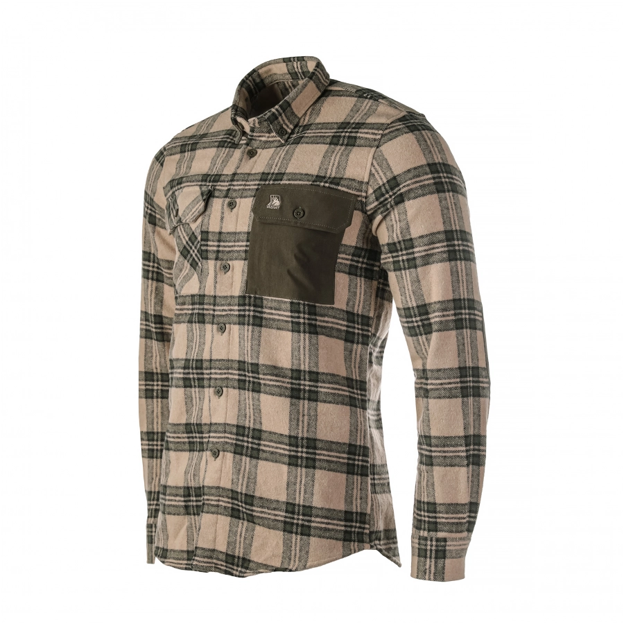Koszula męska Tagart Alaska slim, flanelowa,  beżowa w zieloną kratę 2/4