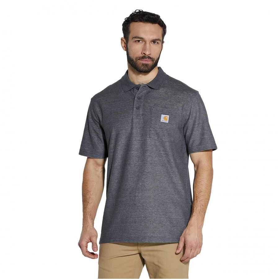 Koszulka Carhartt Polo Midweight Pocket - carbon heather 1/5