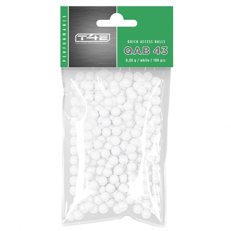 Kulki szklano-polimerowe T4E Performance QAB .43, 0,88 g 100 szt. białe 1/1