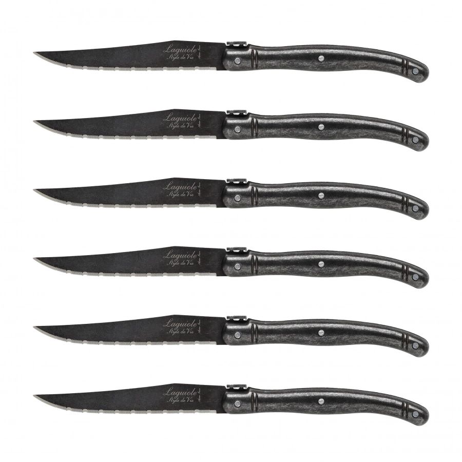 Laguiole Black Stonewash steak knife 6 pcs. 1/6