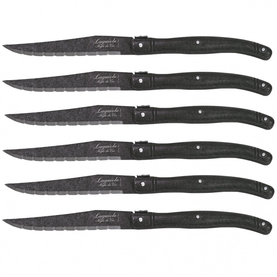 Laguiole Black Stonewash steak knife 6 pcs. 1/8