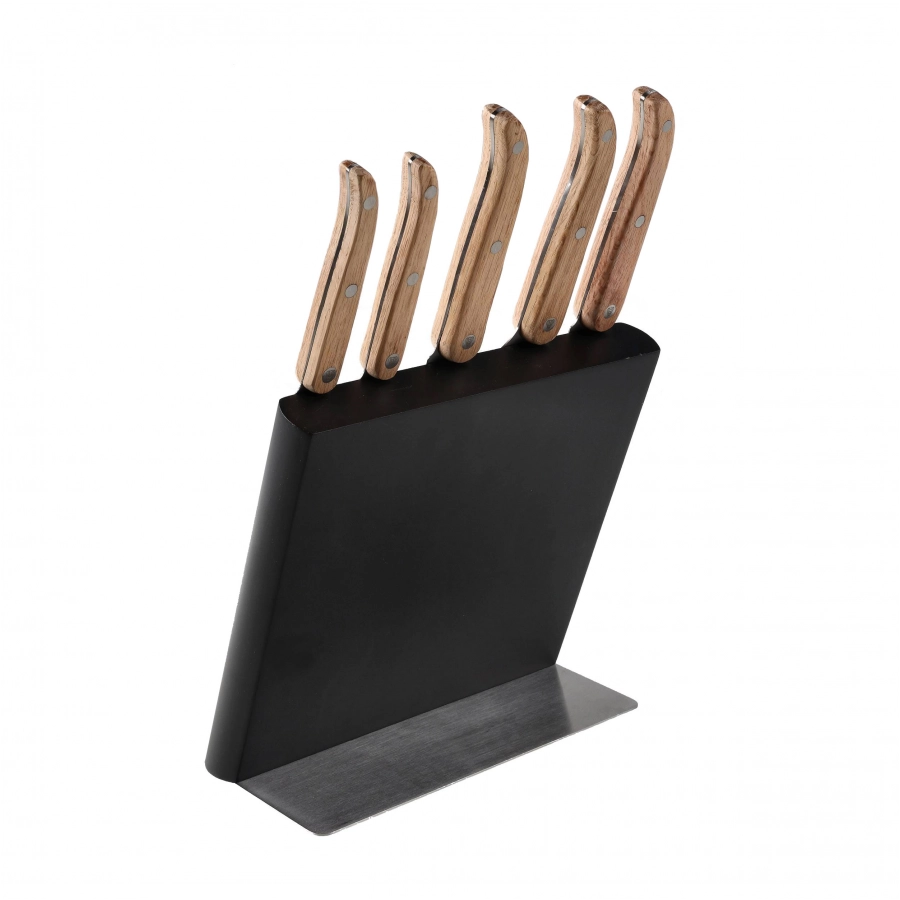 Laguiole Oak wood Stonewash knife set with block 2/15
