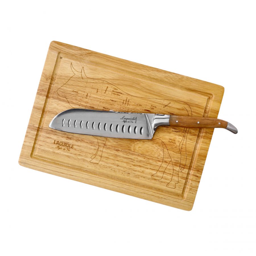 Laguiole Santoku Olive knife with cutting board 1/6