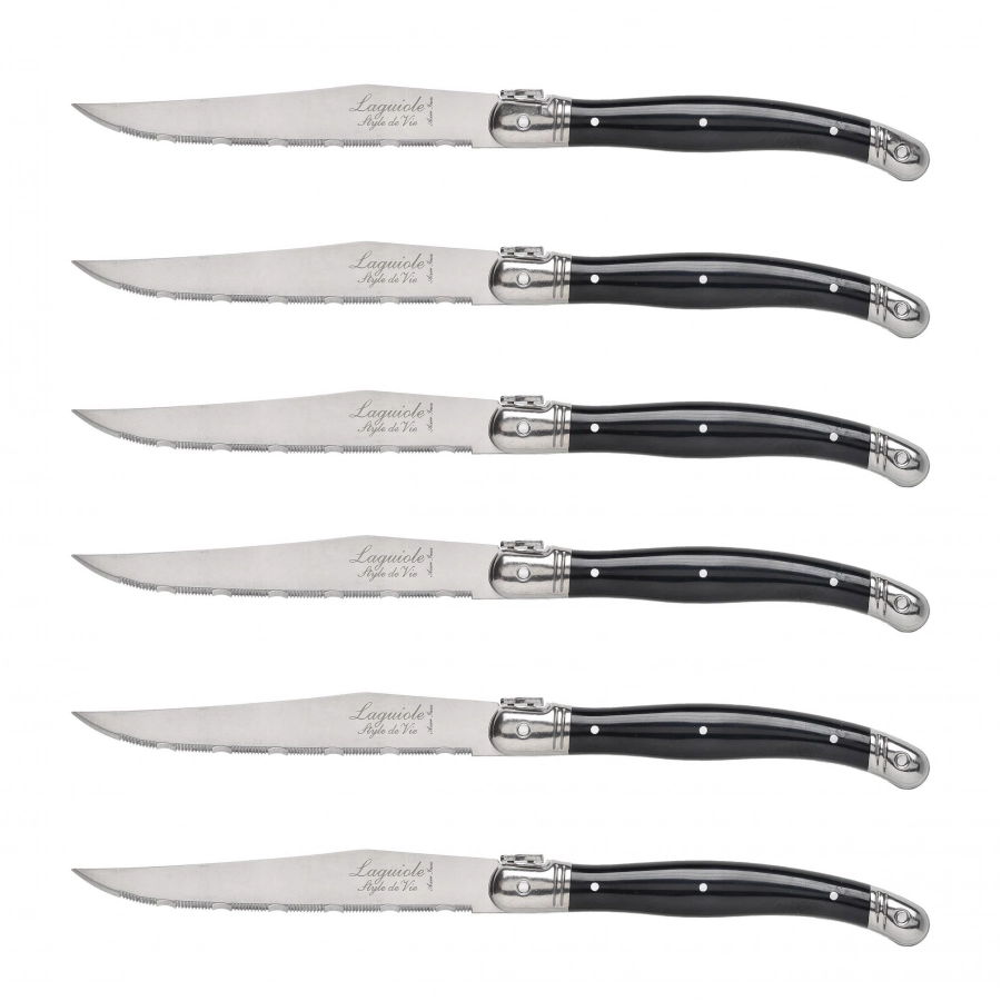 Laguiole stainless steel steak knife. 6 pcs.in block 1/6