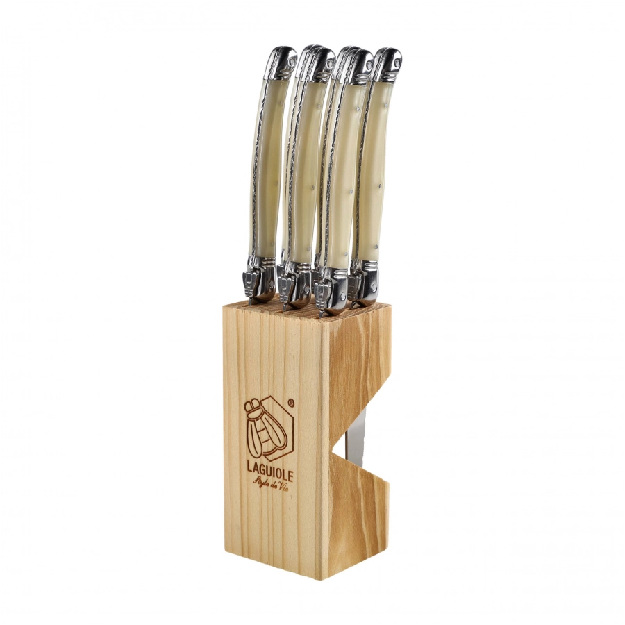 Laguiole stainless steel steak knife. 6 pcs.in block 3/6