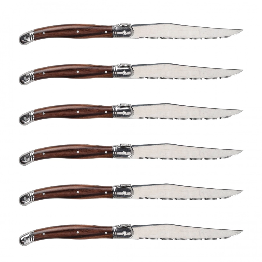 Laguiole stainless steel steak knife. 6 pcs.in block 2/6