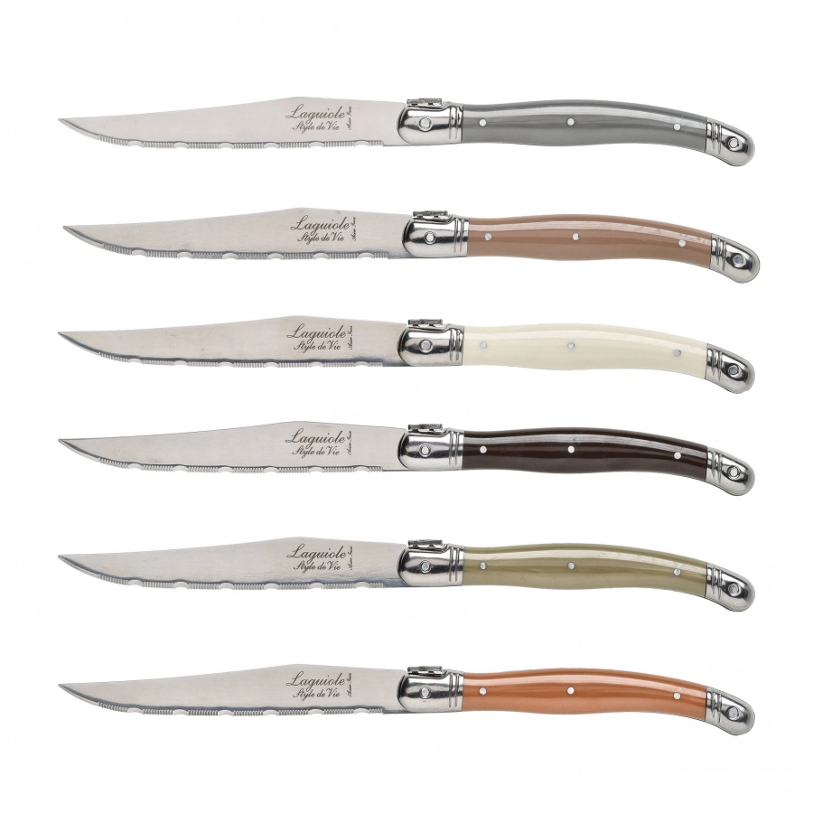 Laguiole stainless steel steak knife. 6 pcs.in block 1/6