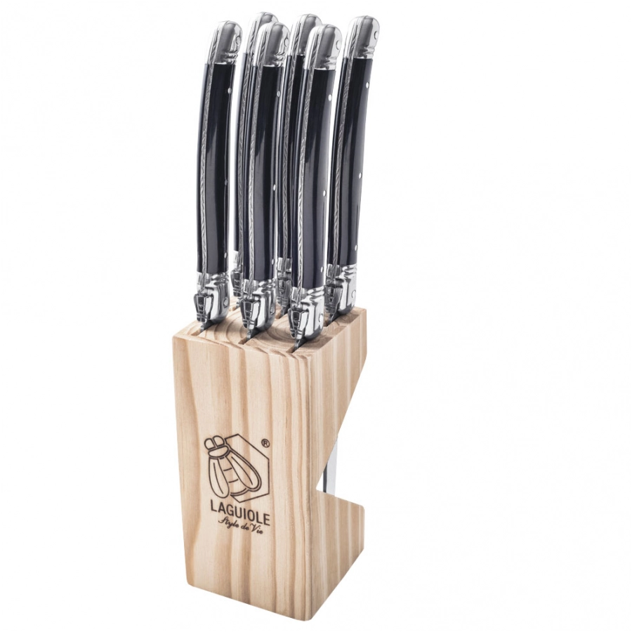 Laguiole stainless steel steak knife. 6 pcs.in block 2/7