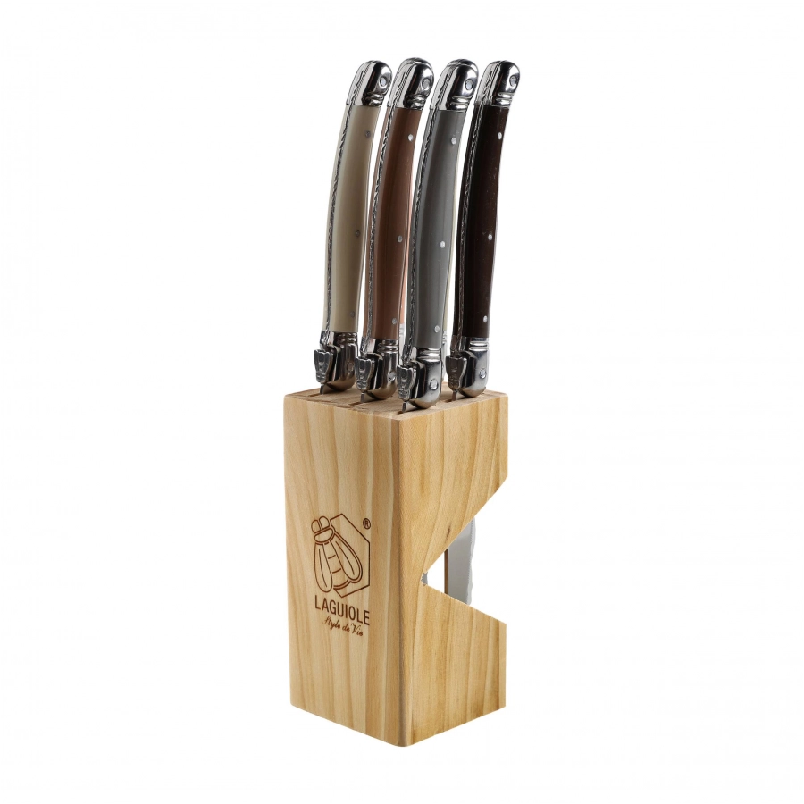 Laguiole stainless steel steak knife. 6 pcs.in block 3/6