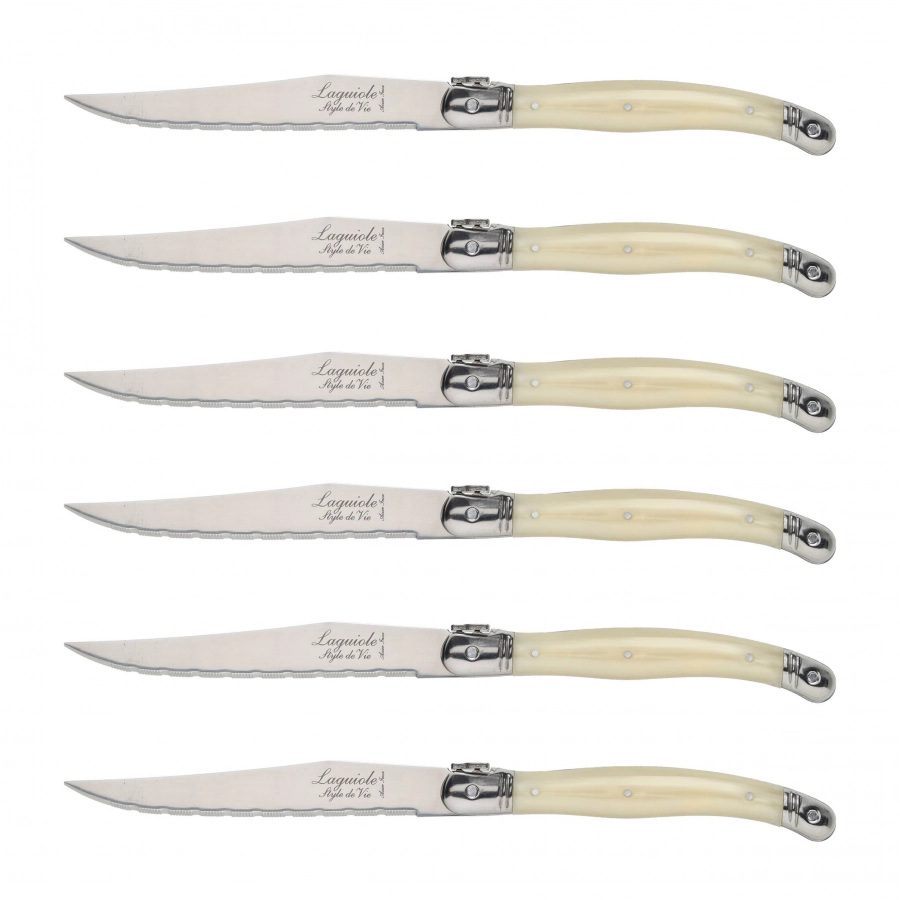 Laguiole stainless steel steak knife. 6 pcs.in block 1/6