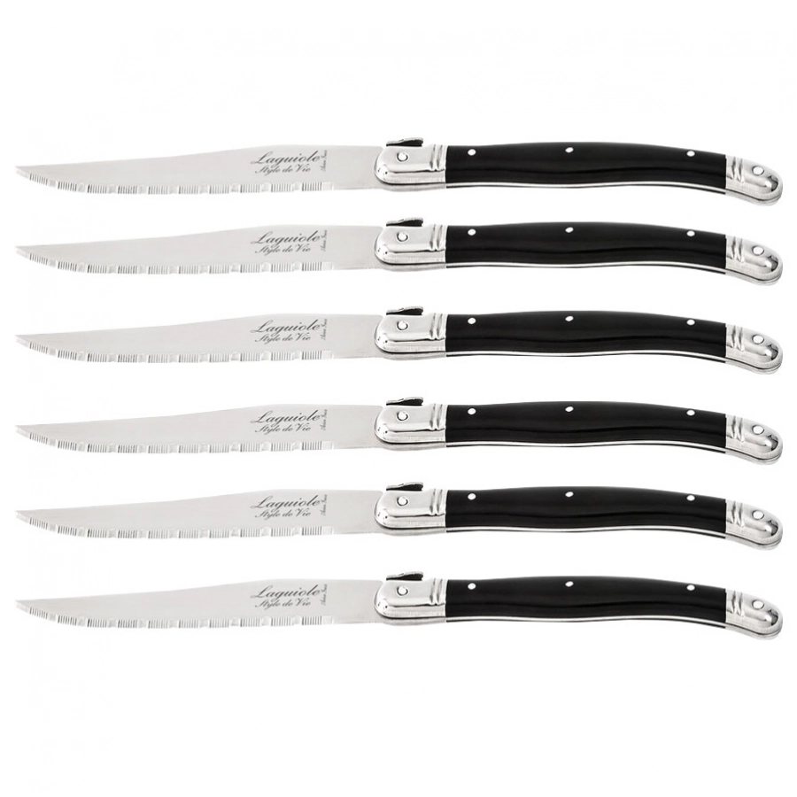 Laguiole stainless steel steak knife. 6 pcs.in block 1/7