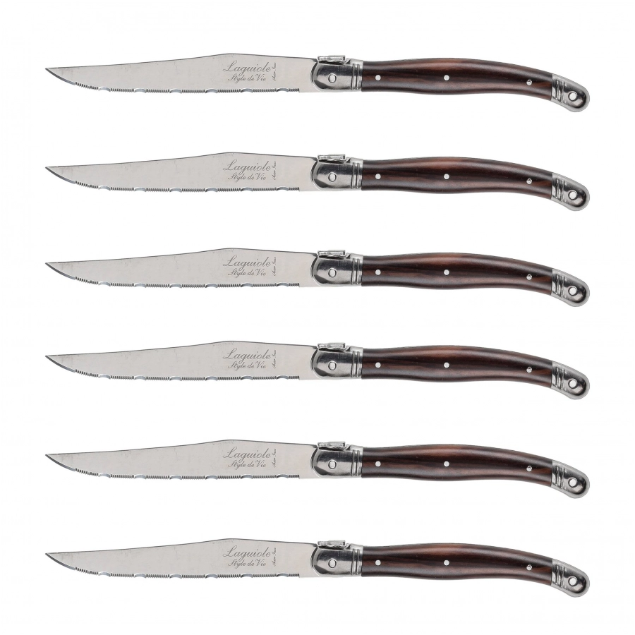 Laguiole stainless steel steak knife. 6 pcs.in block 1/6