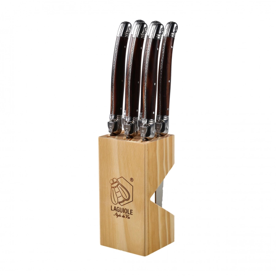 Laguiole stainless steel steak knife. 6 pcs.in block 3/6