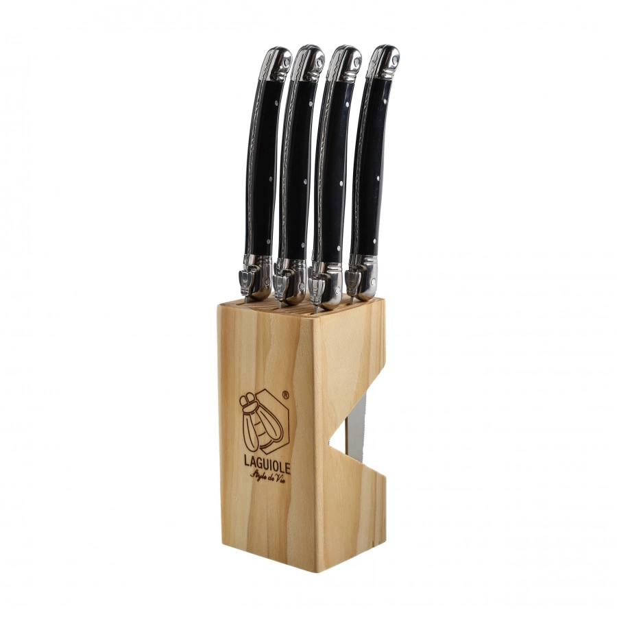 Laguiole stainless steel steak knife. 6 pcs.in block 3/6