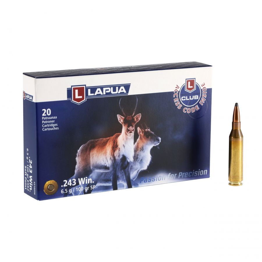 LAPUA .243 Win SP 6.5 g/100 gr ammunition 1/4