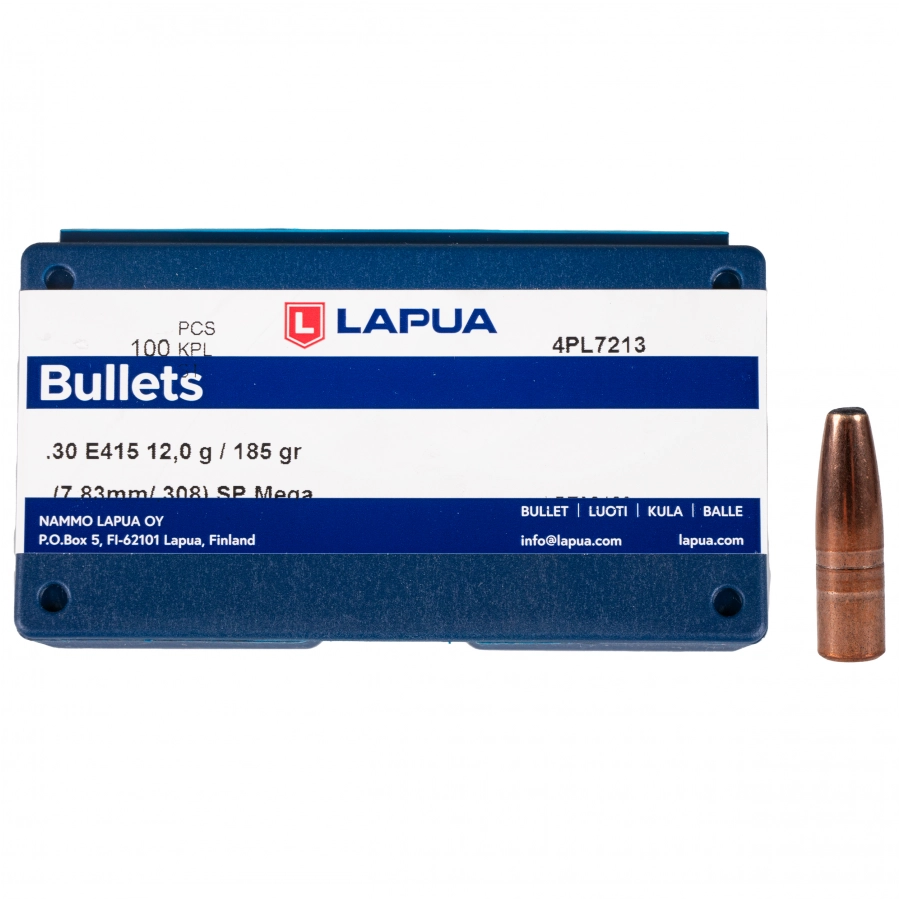 LAPUA .308 Mega 12g/185gr 100 rounds bullet. 1/6