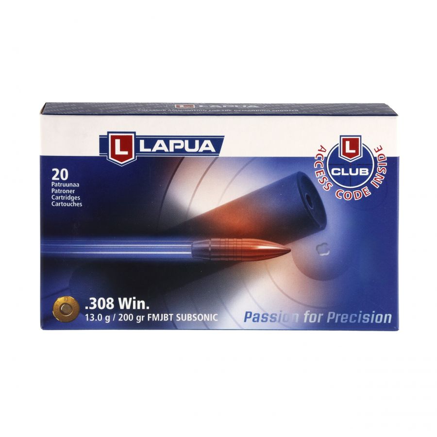 LAPUA .308 Win Subsonic 13 gr FMJBT ammunition 4/4