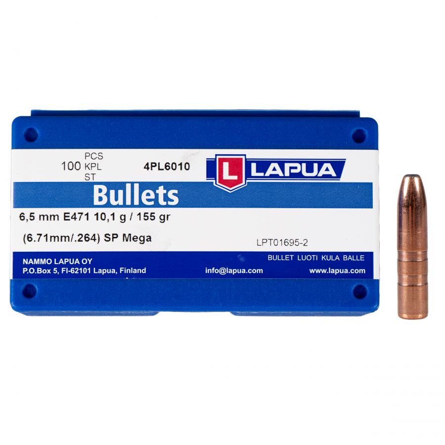LAPUA 6.5/.264 Mega 10.1g/155gr 100pcs bullet. 1/6