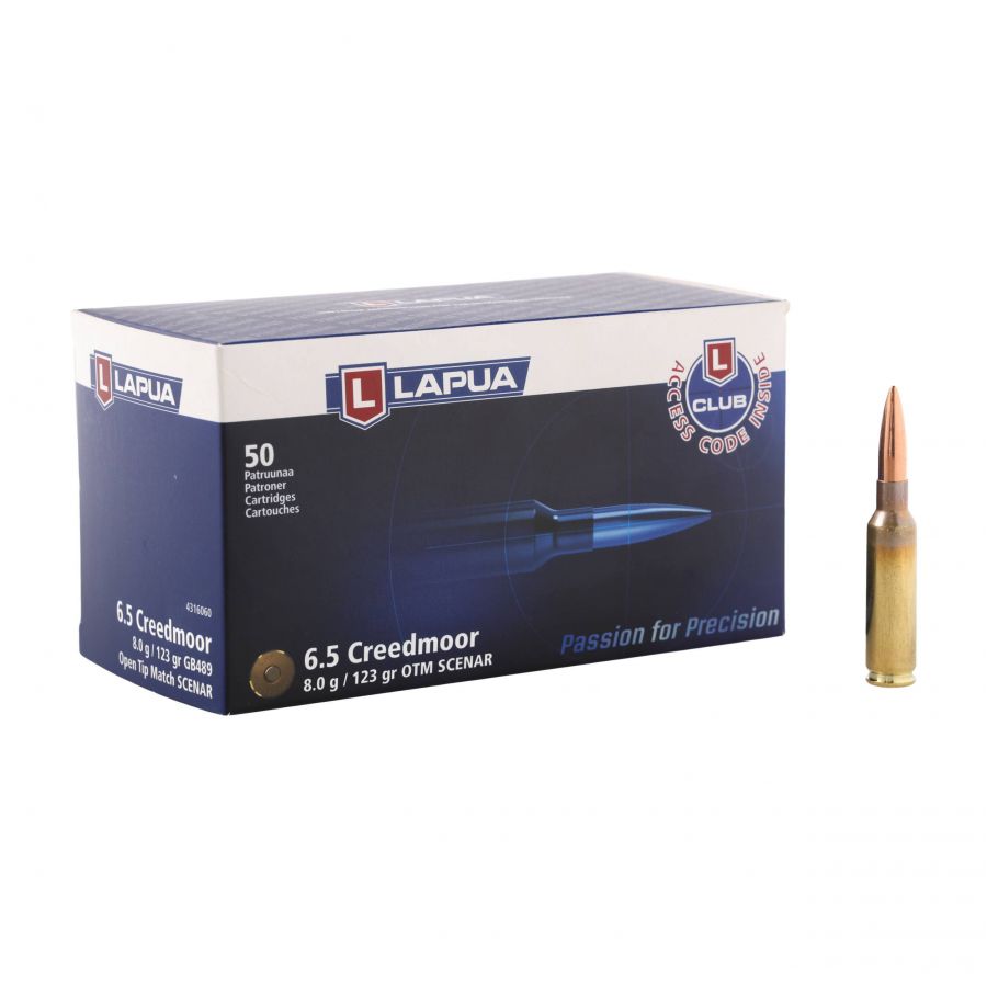LAPUA 6.5 Creedmoor SCENAR 8g ammunition 1/4