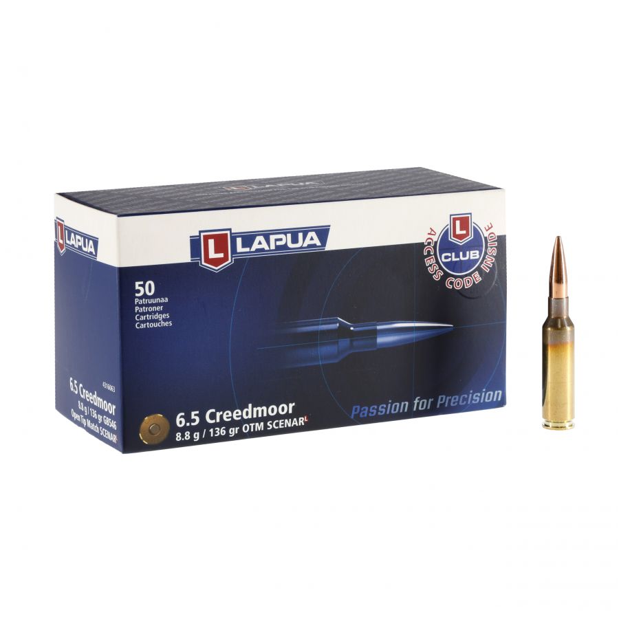 LAPUA 6.5mm Creedmoor SCENAR L 8.8g/136g ammunition 1/4