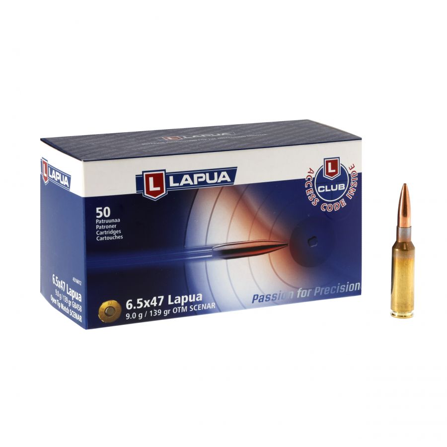 LAPUA 6.5x47 Scenar L 9g/139gr OTM ammunition 1/4