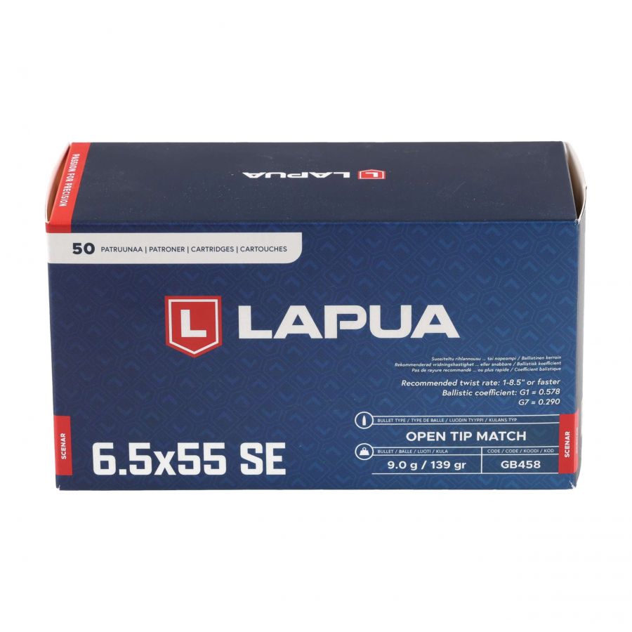 LAPUA 6.5x55 Scenar 9g/139gr OTM ammunition 3/4