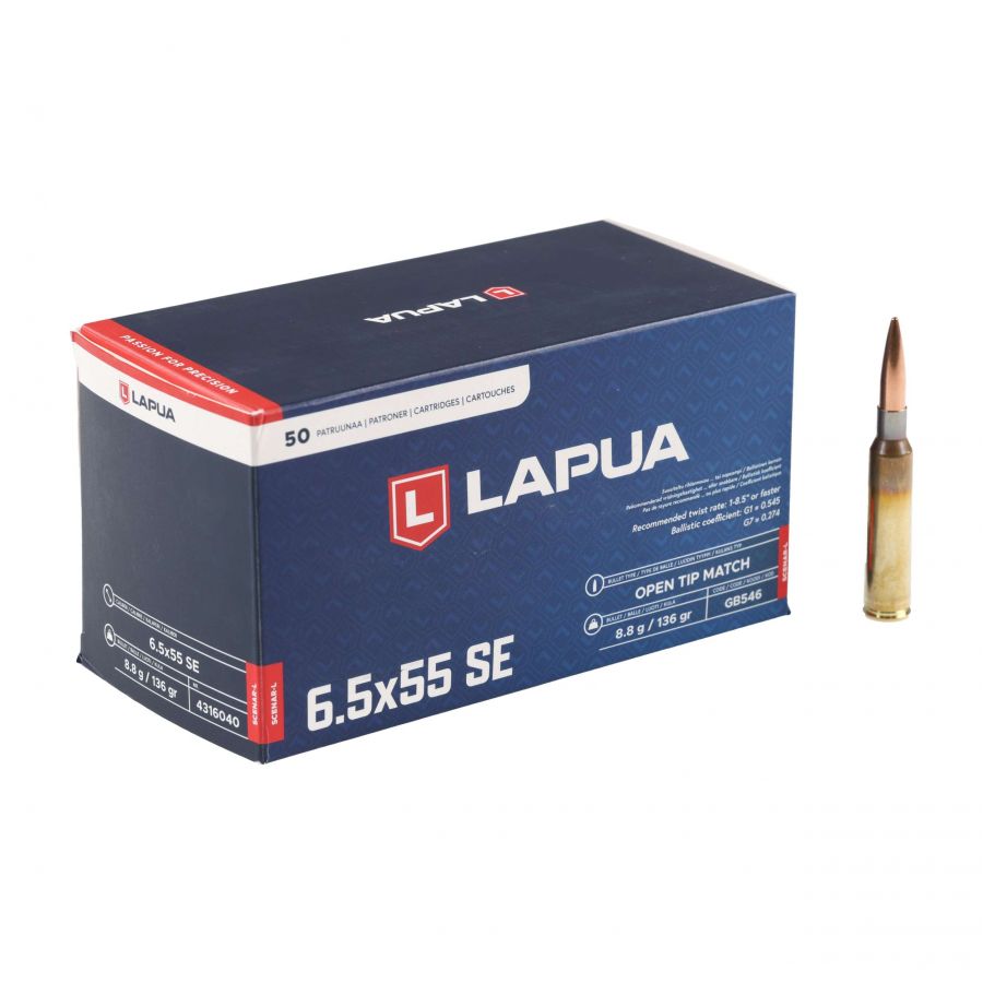 LAPUA 6.5x55 Scenar L 8.8g/136gr OTM ammunition 1/4
