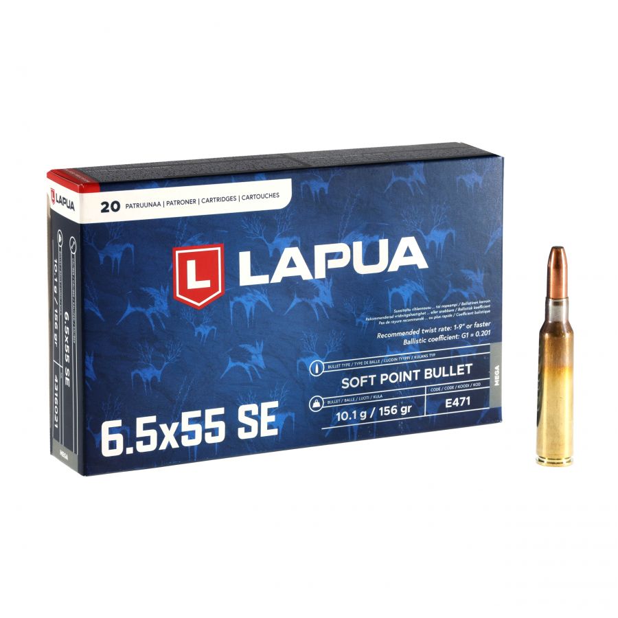 LAPUA 6.5x55 SE MEGA SP 10.1 g/155 gr ammunition 1/4