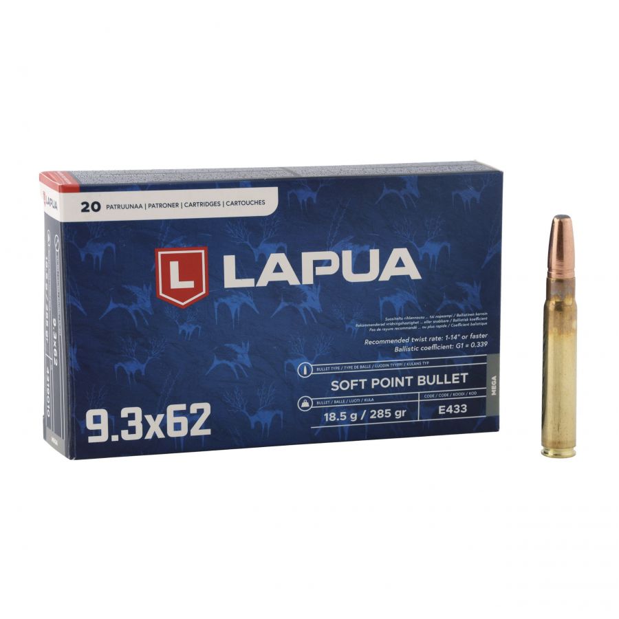 LAPUA 9.3x62 MEGA 18.5g/285gr SP ammunition 1/4