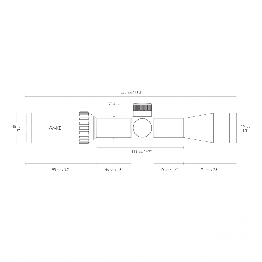 Luneta celownicza Hawke Vantage 1" 2-7x32 IR Mil Dot 4/14