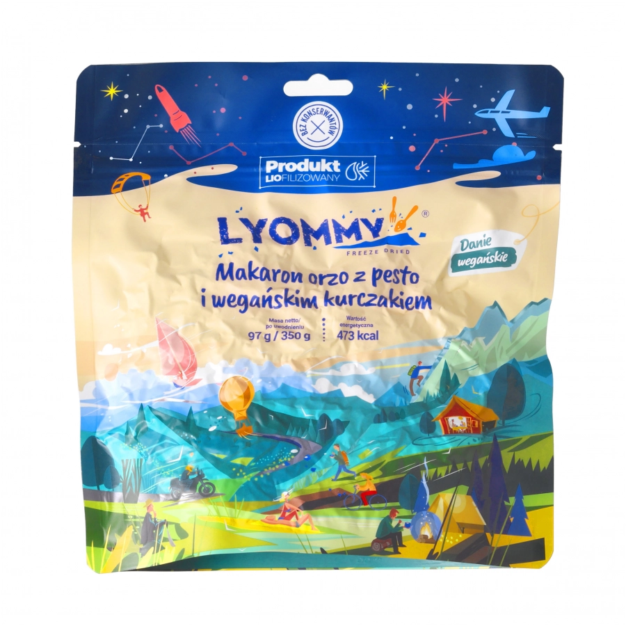 Lyommy orzo pasta with pesto and veg chicken 350 g 1/2
