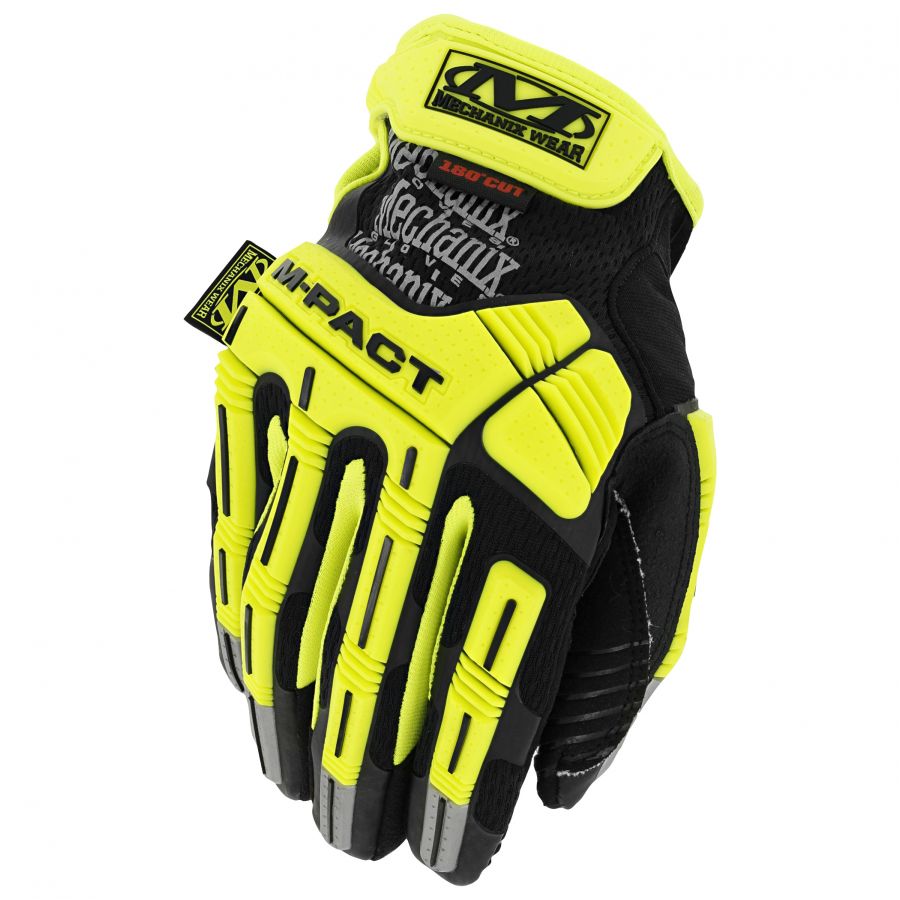Mechanix Wear Hi-Viz M-Pact D5 Gloves Yellow 1/6