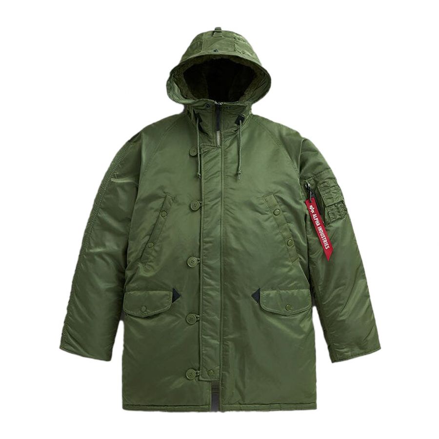 Men's Alpha N3B green jacket 3/4