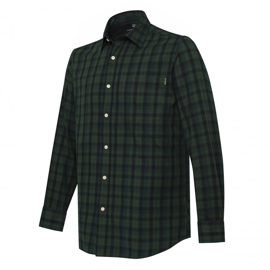 Men's Beretta Bryggen Shirt Green &amp; Black 1/4