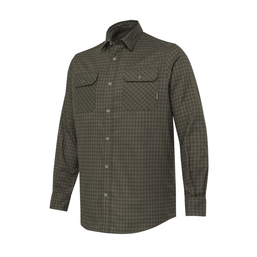 Men's Beretta Cadet Green &amp; Brow Flannel Shirt 1/4