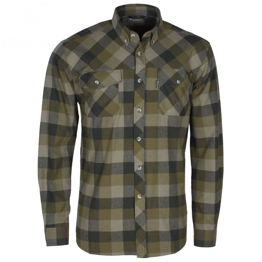 Men's Pinewood Lumbo olive/brown shirt 1/6