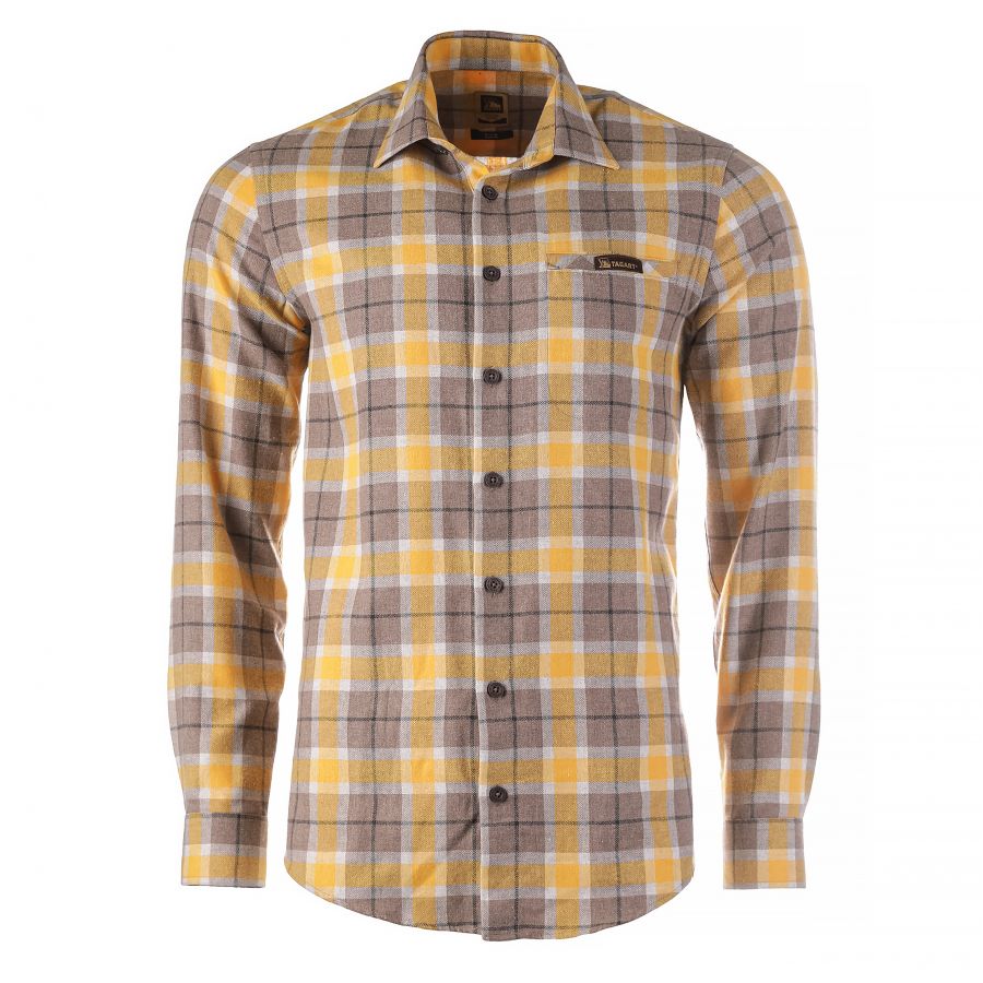 Men's Tagart Sunny shirt, in yellow and brown check 1/4