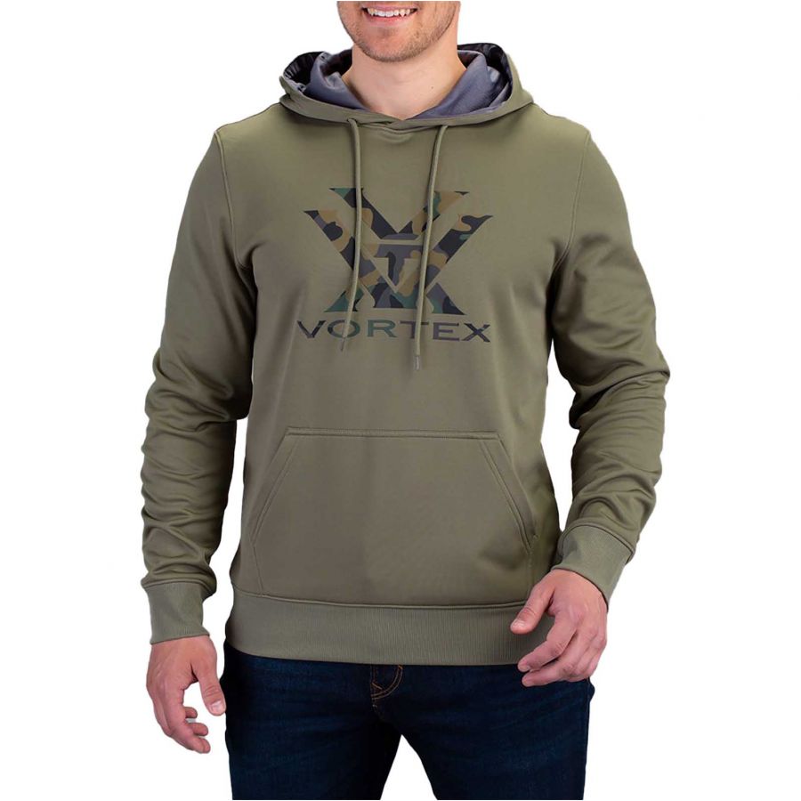 Men's Vortex Performance Hoodie olive green 3/4