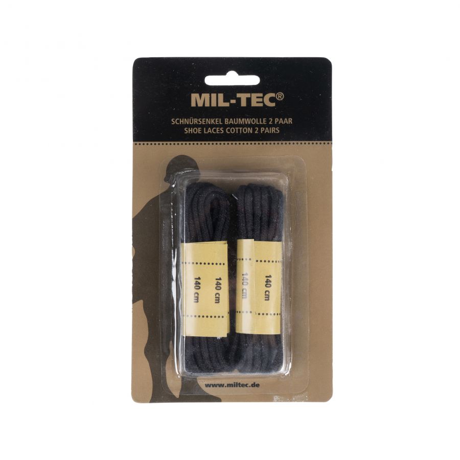 Mil-Tec 140 cm cotton shoelaces black 1/1