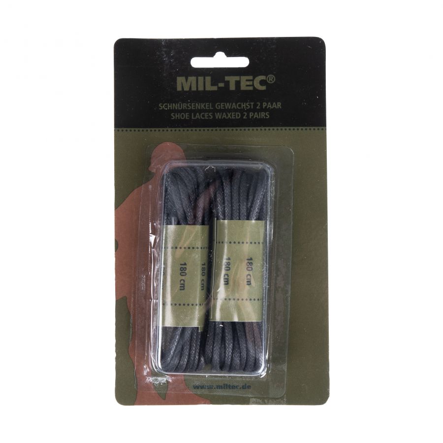 Mil-Tec 180 cm waxed black shoelaces 1/1