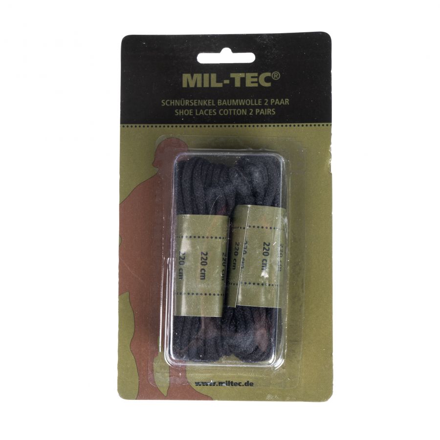 Mil-Tec 220 cm cotton shoelaces black 1/1