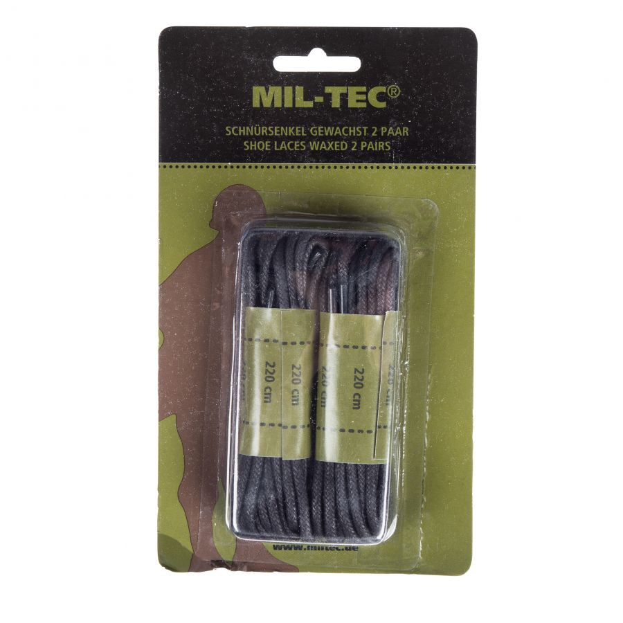 Mil-Tec 220 cm waxed black shoelaces 1/1
