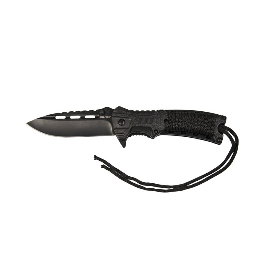 Mil-Tec Paracord folding knife with flintlock black 1/2