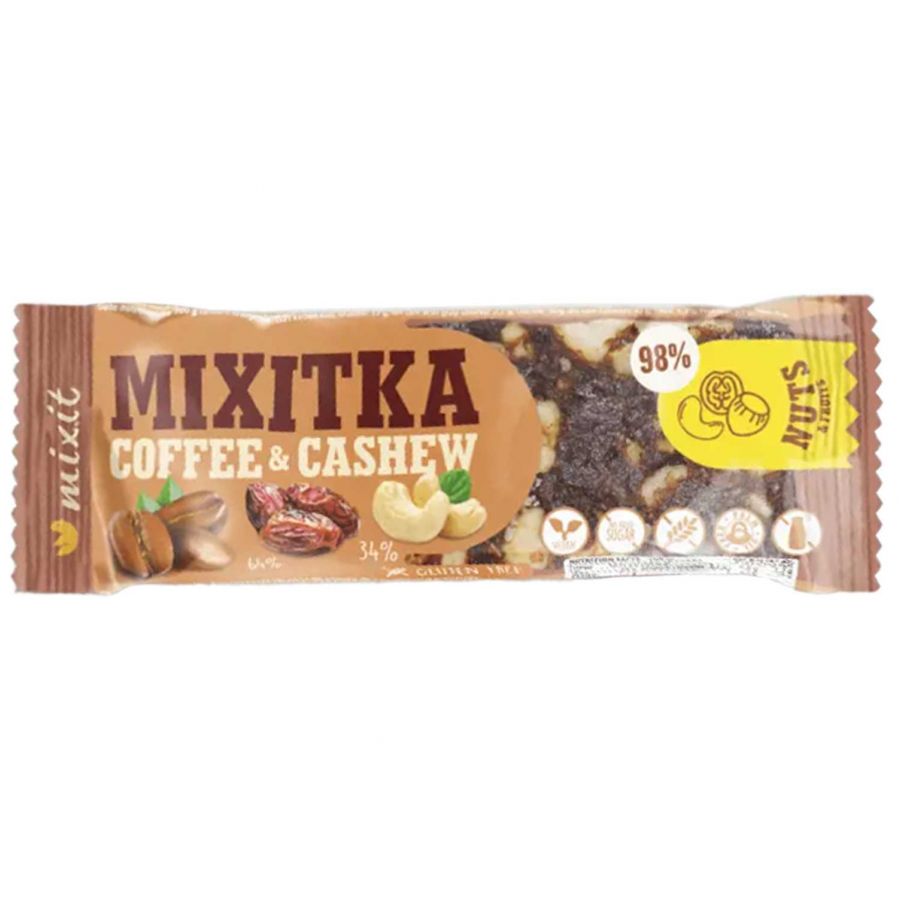 Mixitka Mixit orzechy nerkowca z kawą bez glutenu 44 g 1/1