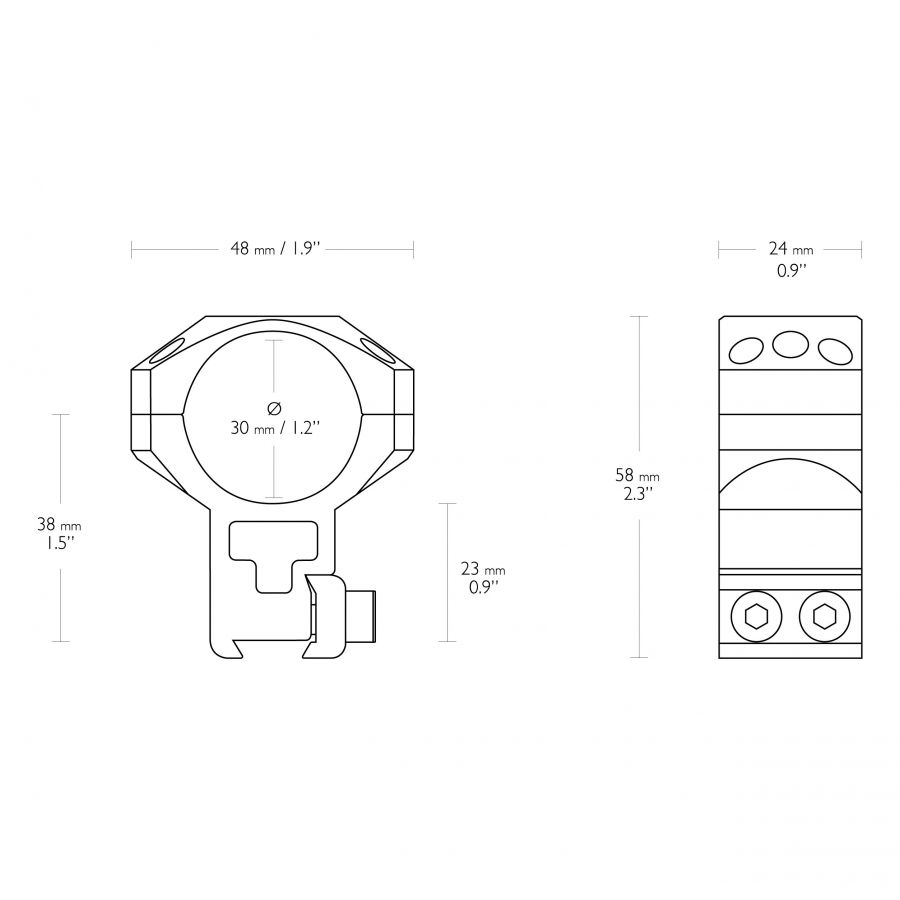Montaż lunety Hawke Tactical bardzo wysoki 30 mm Dovetail na szynę 11 mm 2/2
